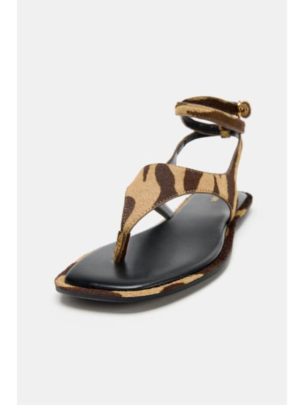 ZARA ANIMAL PRINT LEATHER SANDALS WITH FUR EFFECT 3602/810/194 - Picture 2 of 5